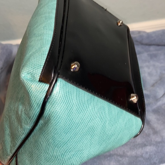 EUC Beijo Bag textured Blue Shoulder Satchel Hand Purse Tote - Picture 15 of 16